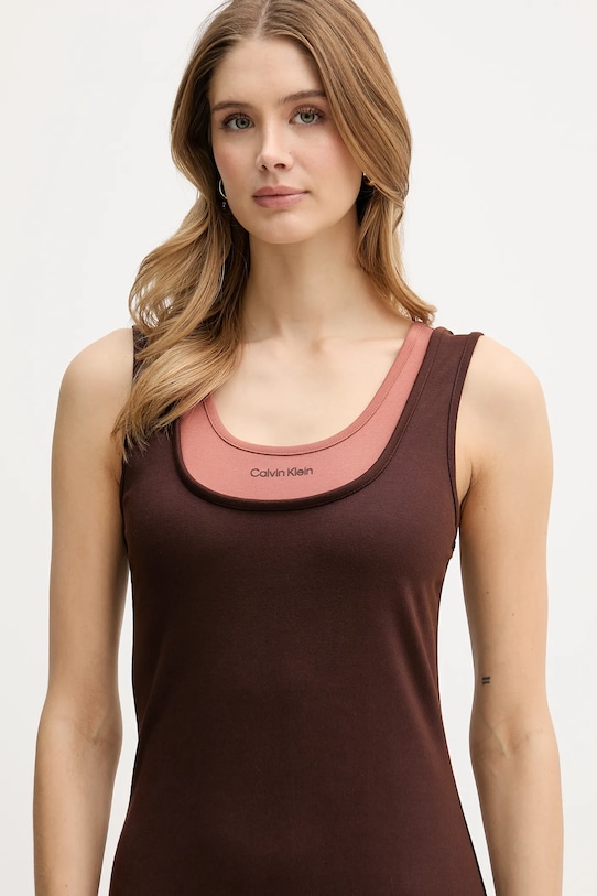 Φόρεμα Calvin Klein Jeans καφέ LV047E220G