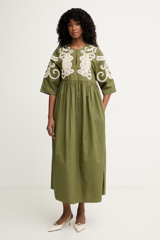 Weekend Max Mara od pamuka TILDE 2615221012600 zelena SS26