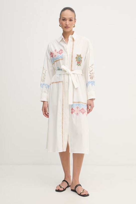 Weekend Max Mara сукня-сорочка бавовняна GRU бежевий 2615221022600