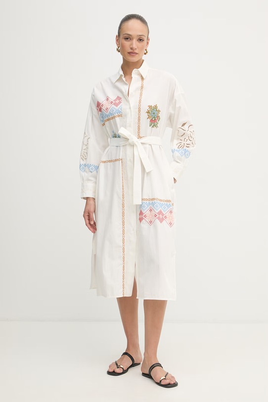 Weekend Max Mara сукня-сорочка бавовняна GRU 2615221022600 бежевий SS26