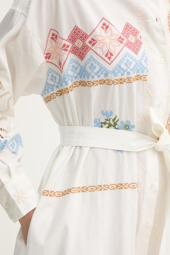 Weekend Max Mara сукня-сорочка бавовняна GRU 2615221022600 бежевий