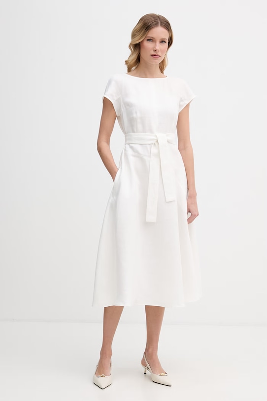 Weekend Max Mara sukienka lniana ESORDIO 2615221052600 biały SS26