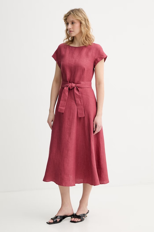 Weekend Max Mara sukienka lniana ESORDIO 2615221052600 bordowy SS26