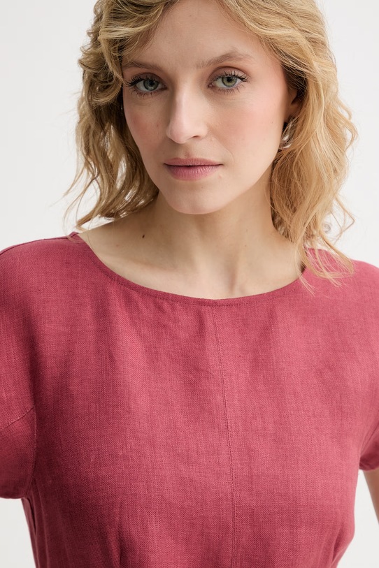 Weekend Max Mara sukienka lniana ESORDIO bordowy 2615221052600