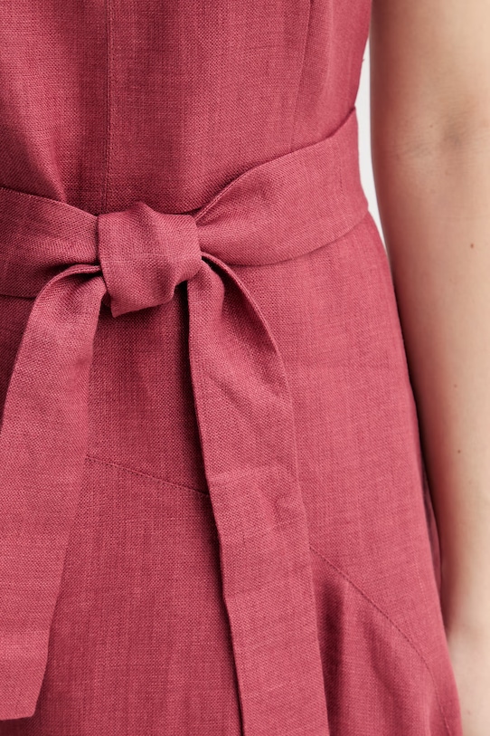 Weekend Max Mara sukienka lniana ESORDIO 2615221052600 bordowy