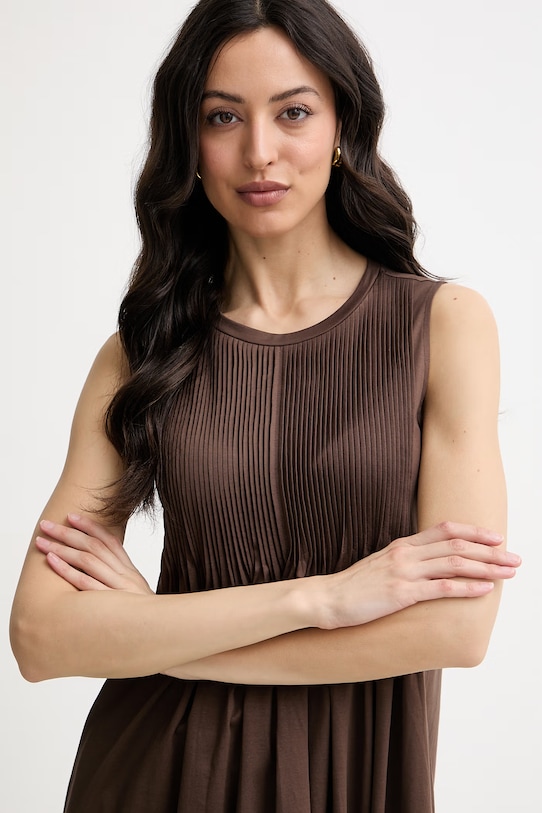 Weekend Max Mara rochie de vară din bumbac RICORDO maro 2615621022600