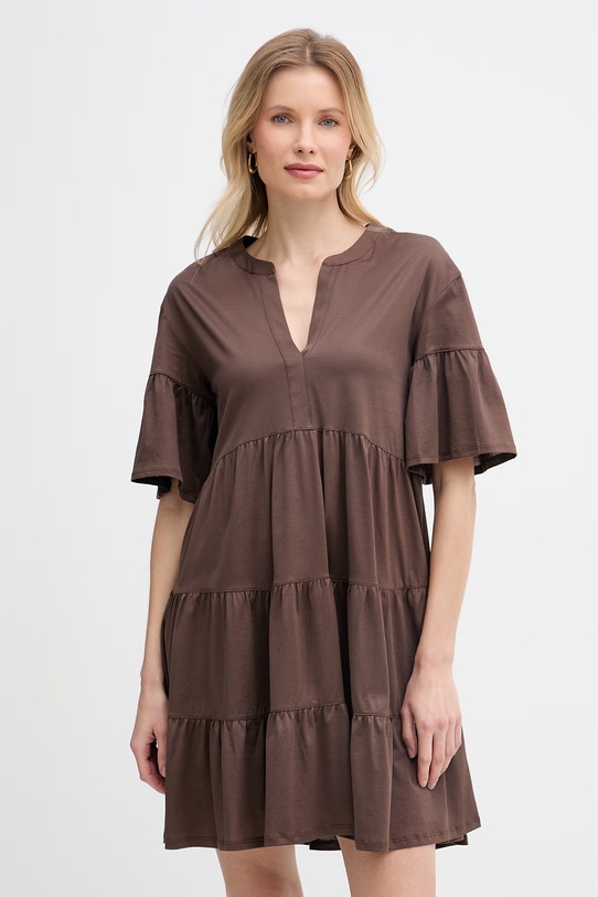 Weekend Max Mara letní šaty bavlněné SAGGINA hnědá 2615621042600