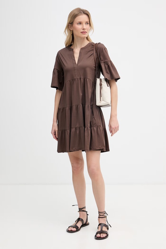 Weekend Max Mara letní šaty bavlněné SAGGINA 2615621042600 hnědá SS26