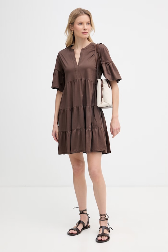 Weekend Max Mara letní šaty bavlněné SAGGINA 2615621042600 hnědá SS26