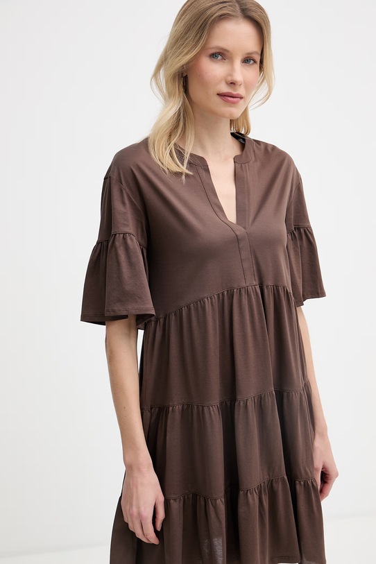 Weekend Max Mara letní šaty bavlněné SAGGINA hnědá 2615621042600