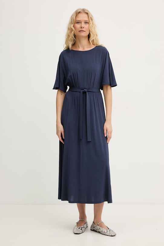 Weekend Max Mara sukienka z wiskozą DIVO granatowy 2615621062600