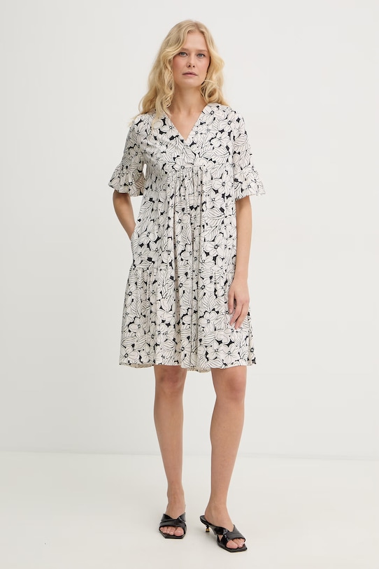 Weekend Max Mara sukienka bawełniana FUOCO wzorzyste biały 2615621072600