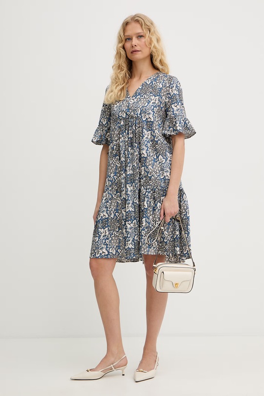 Weekend Max Mara sukienka bawełniana FUOCO 2615621072600 niebieski SS26