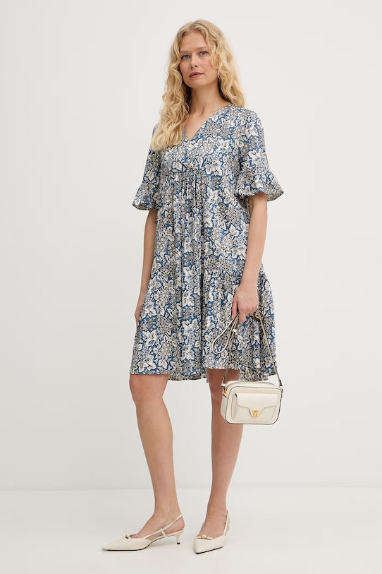 Weekend Max Mara sukienka bawełniana FUOCO 2615621072600 niebieski SS26