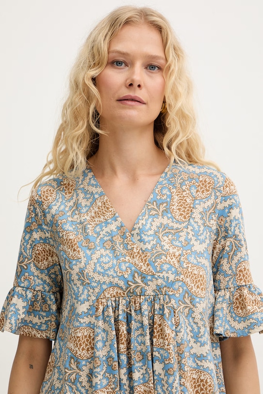 Weekend Max Mara sukienka bawełniana FUOCO niebieski 2615621072600