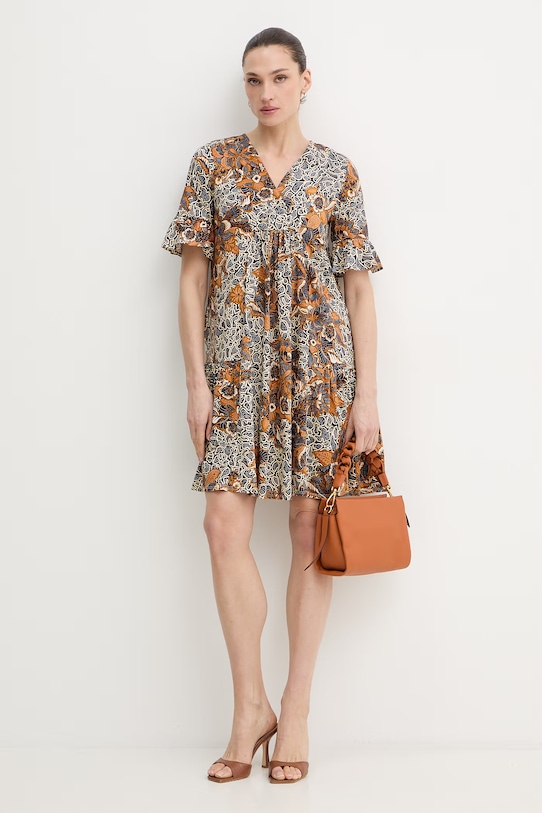 Weekend Max Mara sukienka bawełniana FUOCO 2615621072600 granatowy SS26