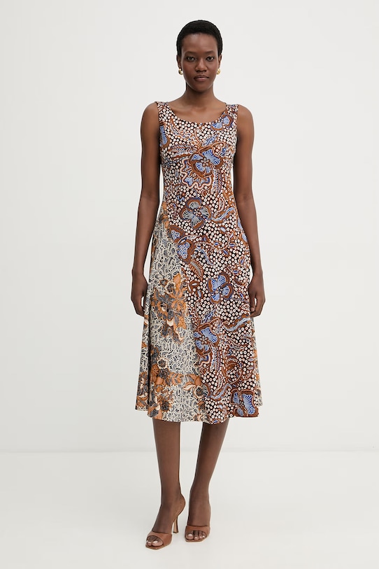 Weekend Max Mara sukienka rozkloszowana bawełniana PAUSA brązowy 2615621082600