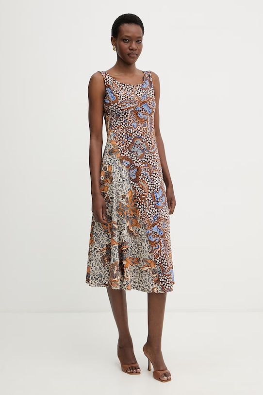 Weekend Max Mara sukienka rozkloszowana bawełniana PAUSA 2615621082600 brązowy SS26