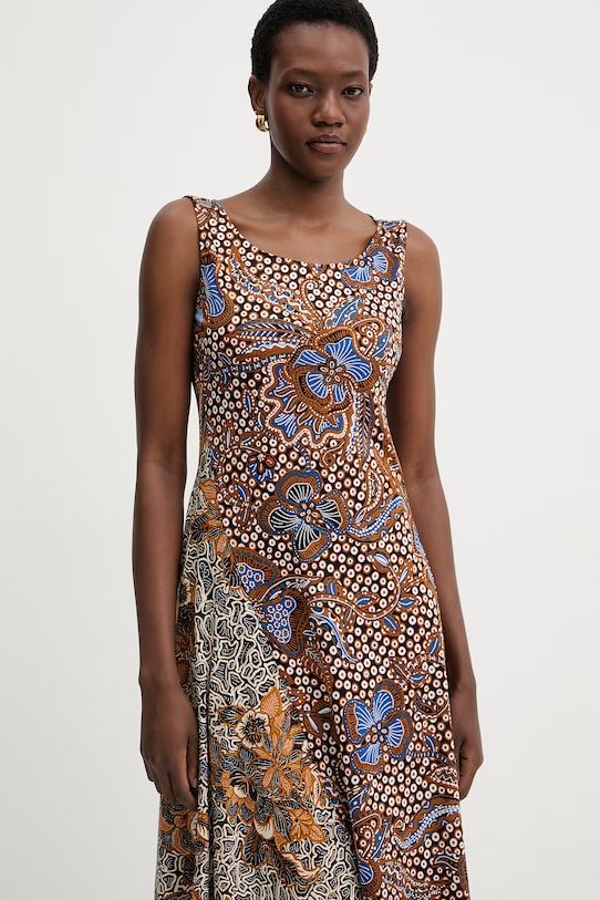 Weekend Max Mara sukienka rozkloszowana bawełniana PAUSA brązowy 2615621082600