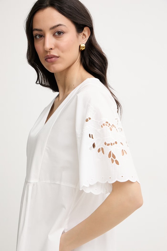 Weekend Max Mara rochie de vară din bumbac TARTUFO alb 2615621092600