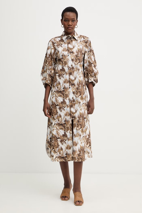 Bavlnené šaty MM by Max Mara FALDA 2616221018600 hnedá SS26