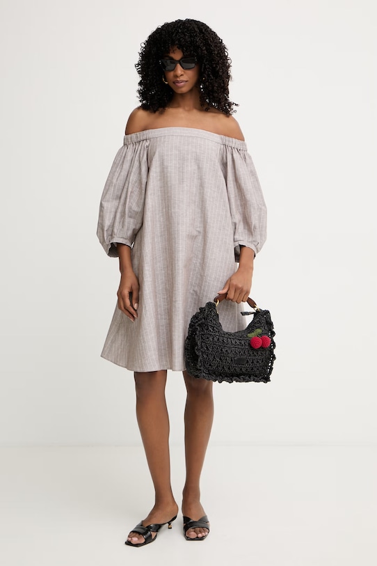 MM by Max Mara sukienka z lnem FUGGITO 2616221038600 brązowy SS26