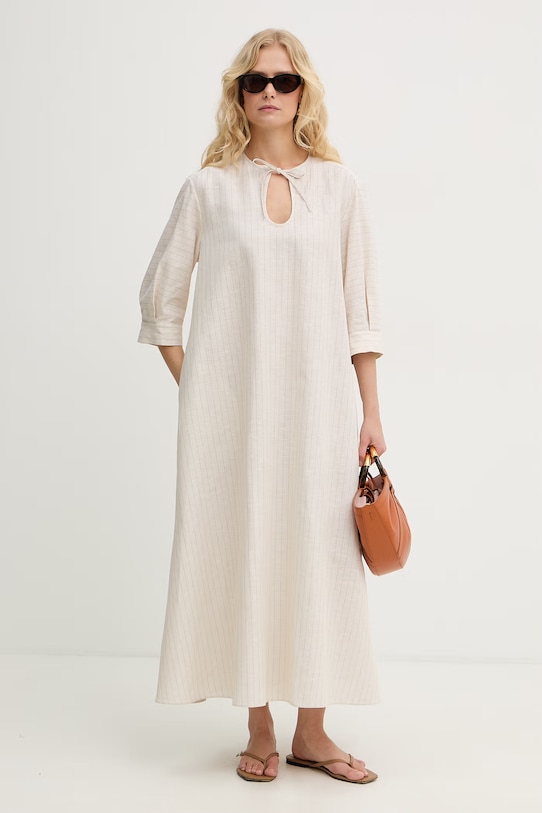MM by Max Mara літня сукня з льоном MEMO 2616221048600 бежевий SS26