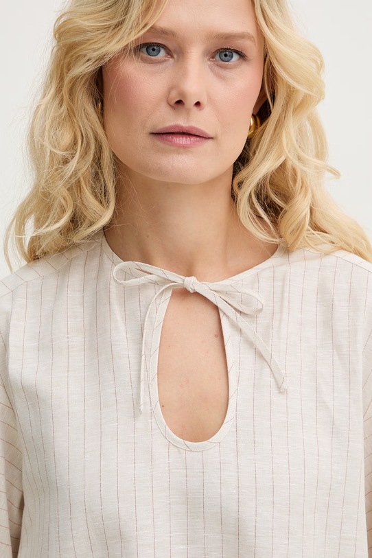 MM by Max Mara летнее платье со льном MEMO бежевый 2616221048600