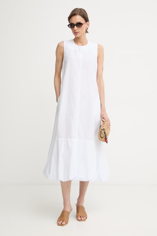 MM by Max Mara sukienka letnia z lnem SORRISO 2616221058600 biały SS26