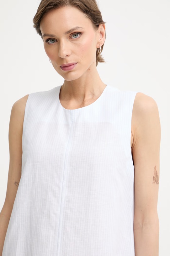 MM by Max Mara sukienka letnia z lnem SORRISO biały 2616221058600