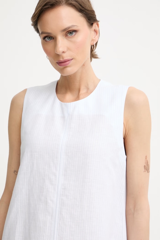 MM by Max Mara sukienka letnia z lnem SORRISO biały 2616221058600