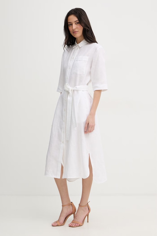 MM by Max Mara sukienka letnia lniana TABELLA 2616221068600 biały SS26