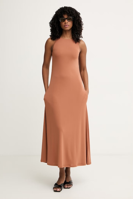 MM by Max Mara sukienka z wiskozy BOSSO 2616621038600 brązowy SS26