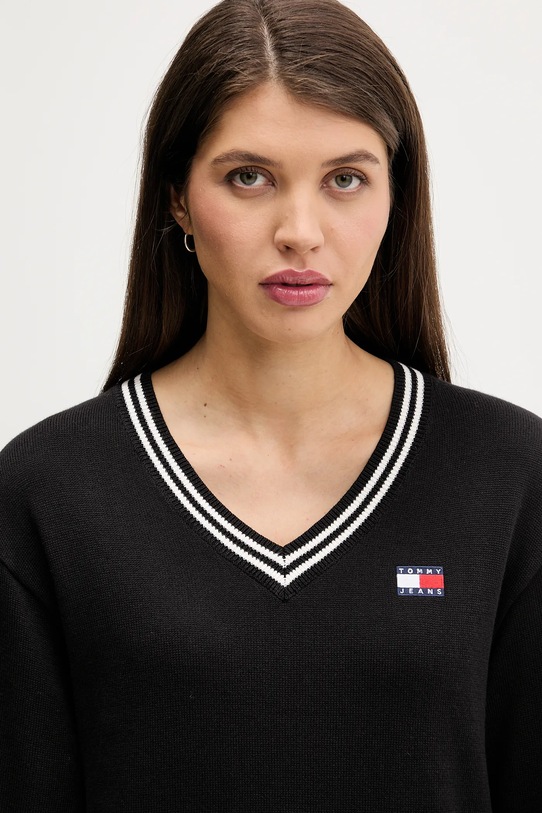 Βαμβακερό φόρεμα Tommy Jeans μαύρο DW0DW21909