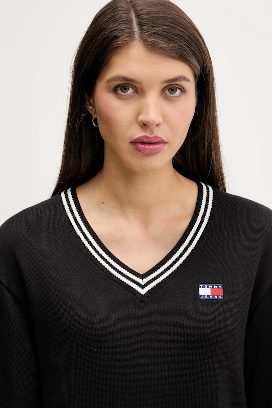 Βαμβακερό φόρεμα Tommy Jeans μαύρο DW0DW21909