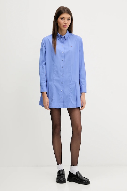 Tommy Jeans sukienka bawełniana DW0DW21947 niebieski SS26