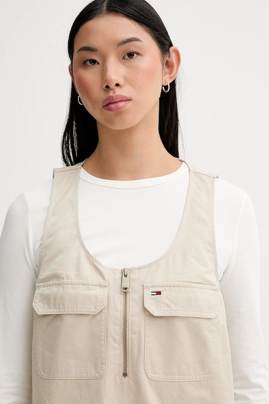 Tommy Jeans sukienka bawełniana beżowy DW0DW21949