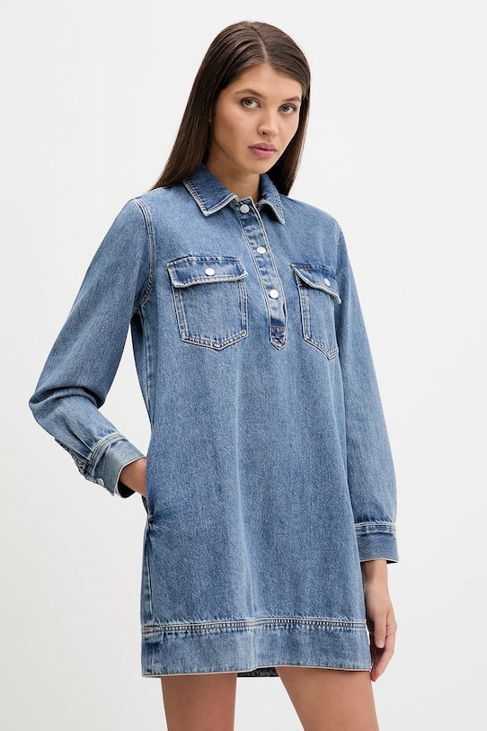 Tommy Jeans sukienka jeansowa bawełna granatowy DW0DW22077