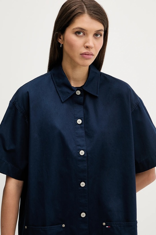 Βαμβακερό φόρεμα Tommy Jeans σκούρο μπλε DW0DW22531