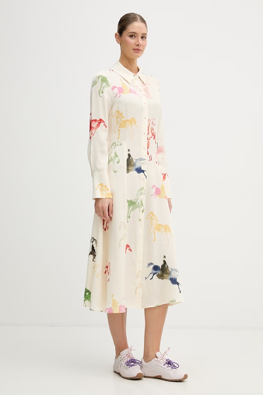 Stine Goya sukienka letnia z wiskozy SG.SS26.D179.2263 beżowy SS26