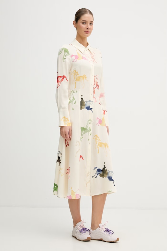 Stine Goya sukienka letnia z wiskozy SG.SS26.D179.2263 beżowy SS26