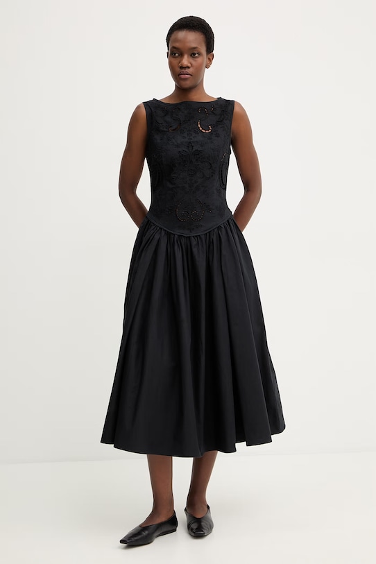 Βαμβακερό φόρεμα Stine Goya βαμβάκι μαύρο SG.SS26.D227.2484