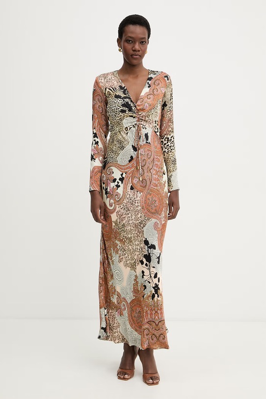 Marciano by Guess sukienka z wiskozy GWENDA brązowy G6GK12.W1780