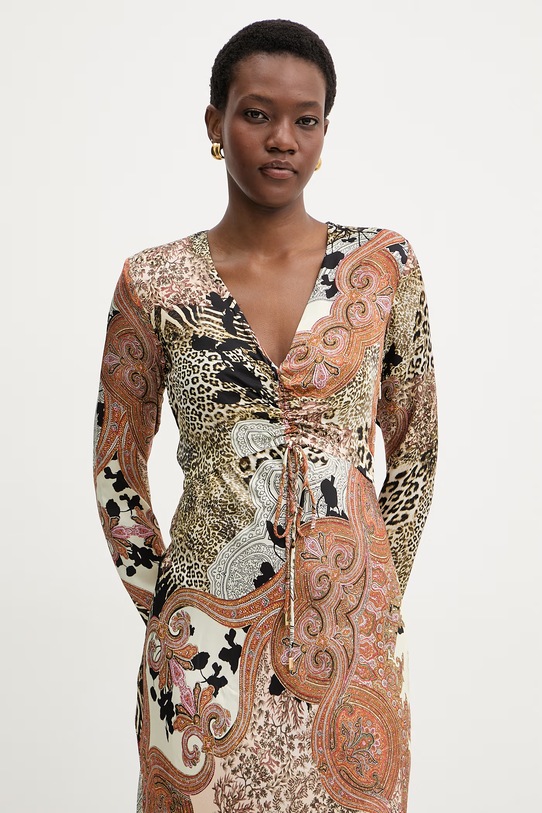 Marciano by Guess sukienka z wiskozy GWENDA brązowy G6GK12.W1780