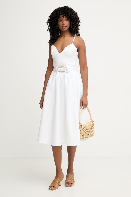 Marciano by Guess šaty s rozšíreným strihom s bavlnou ULLA G6GK46.W1925 biela SS26