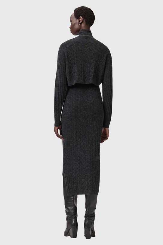 AllSaints sukienka i kardigan z dodatkiem wełny W208DD szary SS26