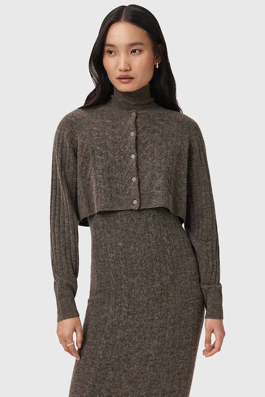 Сукня і кардиган з додаванням вовни AllSaints коричневий W208DD