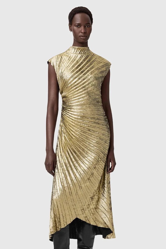 Odzież AllSaints sukienka W195DD złoty