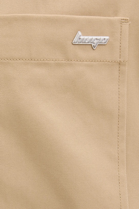 Хлопковое платье Hugo Blue Kandira-1_B 50552539 бежевый