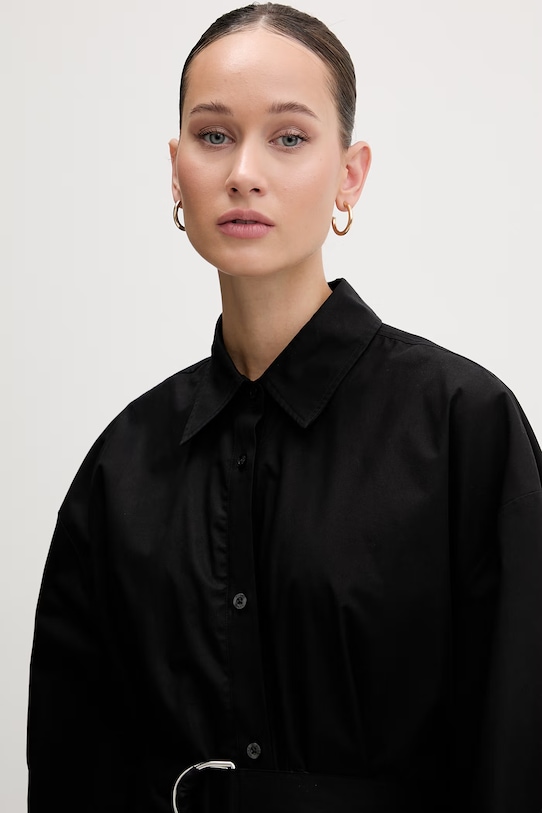 Памучна рокля HUGO Kumira черен 50553554